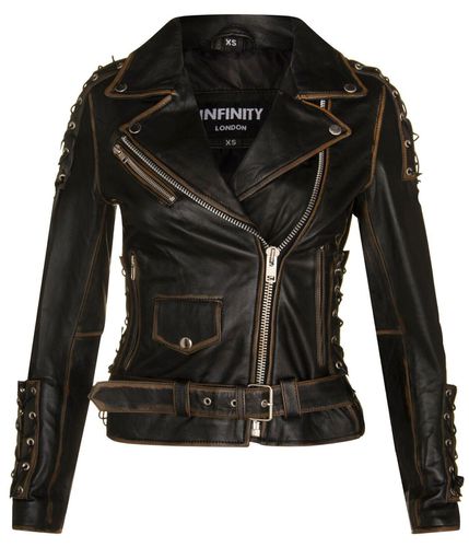 Womens Brando Leather Biker Jacket-Bari - - 12 - Infinity Leather - Modalova