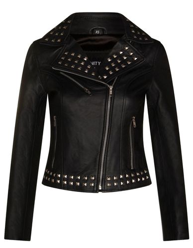 Womens Gothic Biker Leather Jacket with Studs-Bilbao - - 18 - Infinity Leather - Modalova