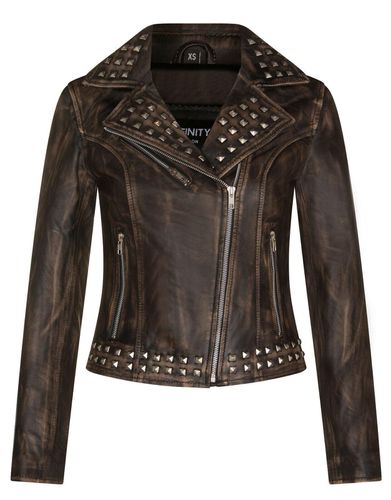 Womens Gothic Biker Leather Jacket with Studs-Bilbao - - 14 - Infinity Leather - Modalova