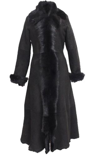 Womens Suede Toscana Sheepskin Trench Coat-Rushden - - 14 - Infinity Leather - Modalova