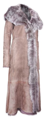Womens Suede Toscana Sheepskin Hooded Trench Coat-Rushden - - 12 - Infinity Leather - Modalova