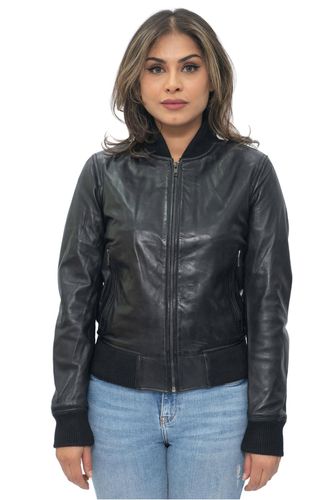 Womens MA-1 Leather Bomber Jacket-Abbotsford - - 8 - Infinity Leather - Modalova