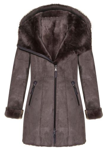 Womens Merino Sheepskin Hooded Coat-Antioch - - 14 - Infinity Leather - Modalova