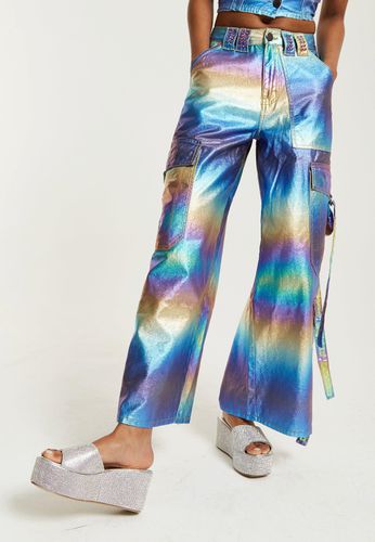 Womens Metallic Rainbow Cargo Trousers - - 12 - NastyGal UK (+IE) - Modalova