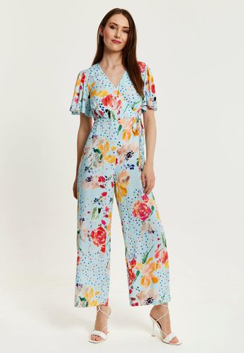 Womens Blue Floral Print Jumpsuit With Wide Legs - - 8 - NastyGal UK (+IE) - Modalova