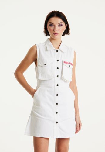 Womens Denim Mini Dress With Skater Embroidery - 8 - NastyGal UK (+IE) - Modalova