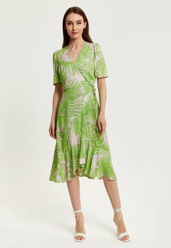 Womens Tropical Print Midi Wrap Dress - - 8 - Liquorish - Modalova