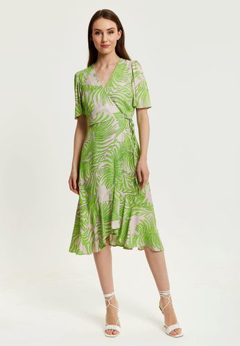 Womens Tropical Print Midi Wrap Dress - - 10 - Liquorish - Modalova