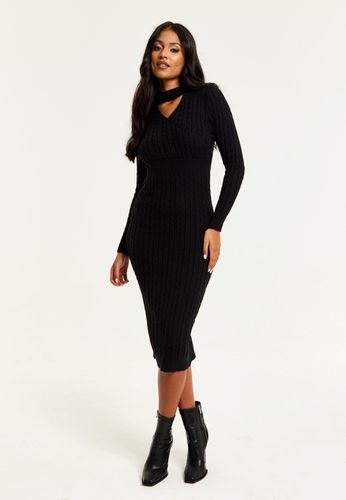 Womens Cut Out Front Cable Knit Midi Dress In - 8 - NastyGal UK (+IE) - Modalova