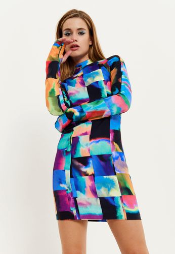 Womens Abstract Patchwork Print Dress With Open Back Detail - - 6 - NastyGal UK (+IE) - Modalova