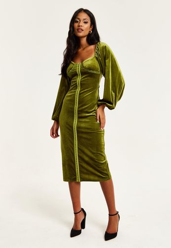 Womens Corset Detail Velvet Midi Dress - 8 - NastyGal UK (+IE) - Modalova