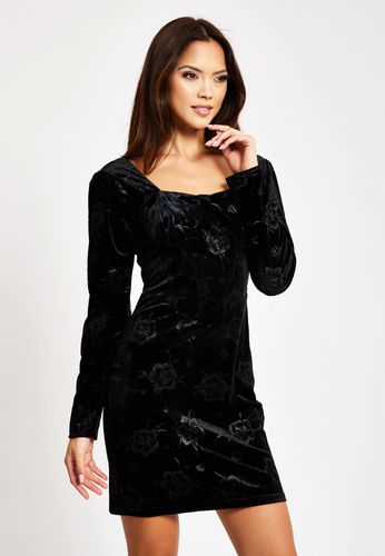 Womens Corset Detail Mini Velvet Dress - 12 - Liquorish - Modalova