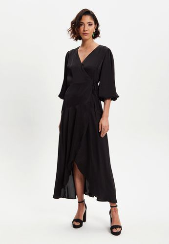Womens Midi Wrap Dress With Short Puff Sleeves - 8 - NastyGal UK (+IE) - Modalova