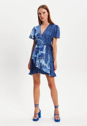 Womens Scarf Print Angel Sleeve Wrap Mini Dress - - 16 - NastyGal UK (+IE) - Modalova