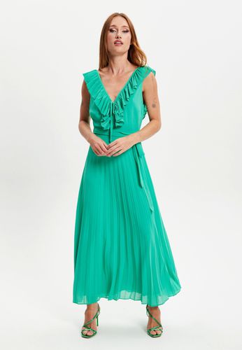 Womens Frilled V Neck Sleeveless Pleated Maxi Dress - - 16 - NastyGal UK (+IE) - Modalova