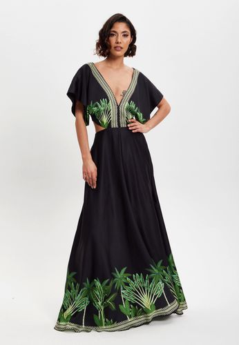 Womens Leaf Printed V-Neck Back Detail A-Line Maxi Dress - - 8 - NastyGal UK (+IE) - Modalova