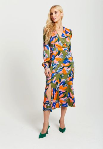Womens Abstract Leaf Print Midi Dress In Olive - - 12 - NastyGal UK (+IE) - Modalova