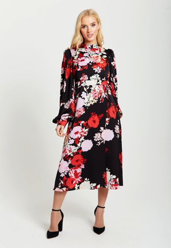 Womens Rose Print Midi Wrap Dress With Open Back Detail - - 8 - NastyGal UK (+IE) - Modalova