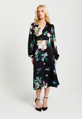 Womens Elegant Floral Print Midi Dress In - 8 - Liquorish - Modalova