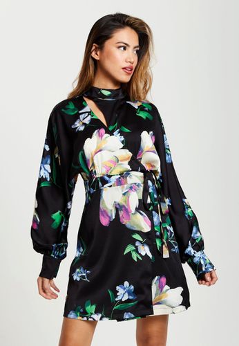 Womens Elegant Floral Print Mini Wrap Dress With Cut Out Detail - - 10 - NastyGal UK (+IE) - Modalova