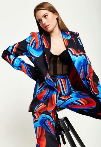 Womens Abstract Print Blazer In Black, Red And Blue - - 12 - NastyGal UK (+IE) - Modalova