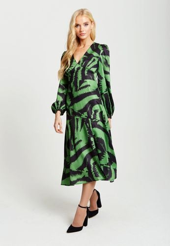 Womens Zebra Print Midi Dress In And Black - 8 - Liquorish - Modalova
