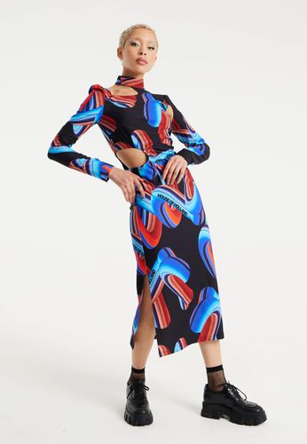Womens Abstract Print Midi Dress With Front Cut Out Detail - - 10 - House of Holland - Modalova