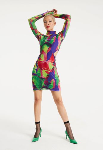 Womens Abstract Multicolour Print Mini Dress With Cut Out Details - 8 - NastyGal UK (+IE) - Modalova