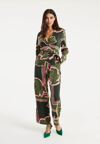 Womens Geometric Floral Print Jumpsuit In Dark - 8 - Liquorish - Modalova