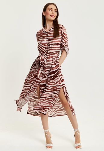 Womens Zebra Print Midi Shirt Dress - 6 - Liquorish - Modalova