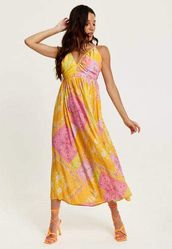 Womens Paisley Print Strappy Midi Dress In Yellow and Pink - - 6 - Liquorish - Modalova