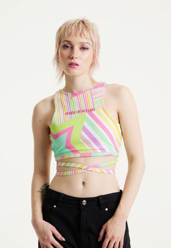 Womens Star Print Jersey Crop Top With Open Back - - L - House of Holland - Modalova