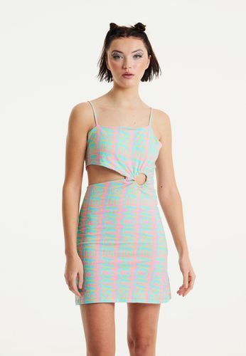 Womens Logo Printed Jersey Mini Dress in Blue and Pink - - S - House of Holland - Modalova