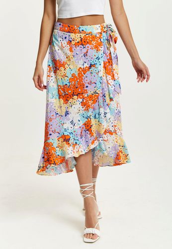 Womens Multicolour Floral Print Midi Wrap Skirt - 8 - Liquorish - Modalova