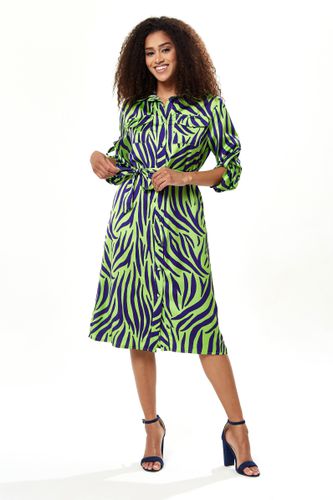 Womens Mint And Blue Zebra Print Midi Shirt Dress - - 10 - NastyGal UK (+IE) - Modalova