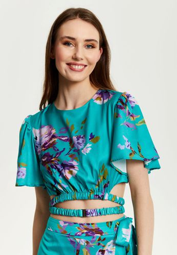 Womens Floral Print Crop Top With Tie Details - 10 - Liquorish - Modalova