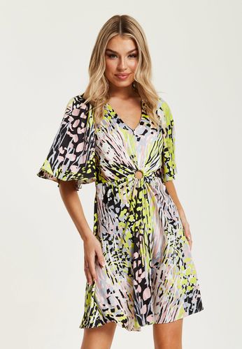 Womens Multicolour Abstract Print Mini Dress With Cut Out Front - 8 - NastyGal UK (+IE) - Modalova