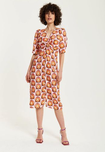 Womens Orange Floral Knot Front Midi Dress - - 10 - NastyGal UK (+IE) - Modalova