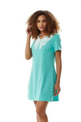 Womens Mint Mini Dress with Lace Collar - 14 - Liquorish - Modalova