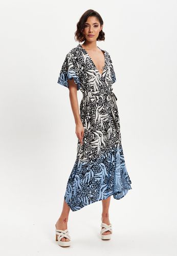 Womens Liquorish Tropical Printed Blue Dip Dye Wrap Dress - - 8 - NastyGal UK (+IE) - Modalova