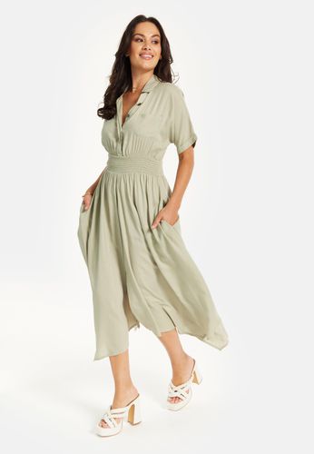 Womens Liquorish Khaki Elasticated Waist Shirt Dress - - 8 - NastyGal UK (+IE) - Modalova