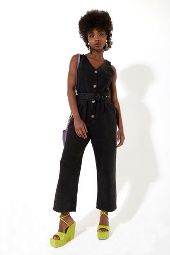 Womens 90's Look Denim Jumpsuit With A Belt And Tortoise Shell Buttons - S - House of Holland - Modalova