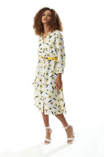 Womens Yellow Floral Midi Shirt Dress in with Belt - S - NastyGal UK (+IE) - Modalova