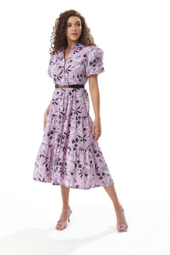 Womens Floral Print Button Up Midi Dress in Lilac - - M - Liquorish - Modalova
