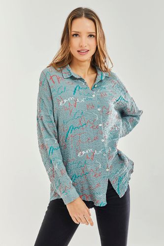 Womens Shirt with Multicolour Signature Pattern in Mint - - S - Liquorish - Modalova