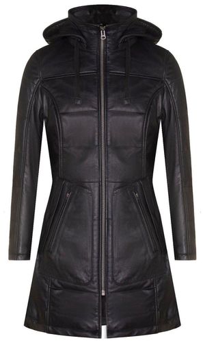 Womens Leather Hooded Quilted Parka Coat-Olney - - 24 - Infinity Leather - Modalova