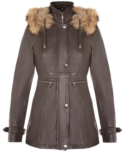 Womens Warm Leather Hooded Parka Jacket-Northwich - - 14 - Infinity Leather - Modalova