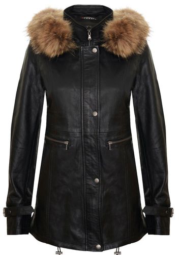 Womens Warm Leather Hooded Parka Jacket-Northwich - - 14 - Infinity Leather - Modalova