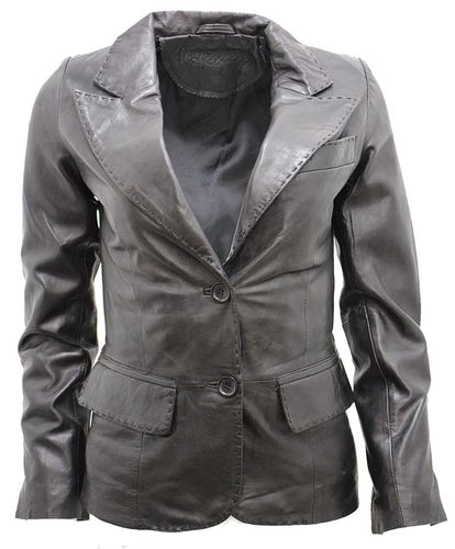 Womens 2 Button Leather Blazer Jacket-Newport - - 10 - Infinity Leather - Modalova