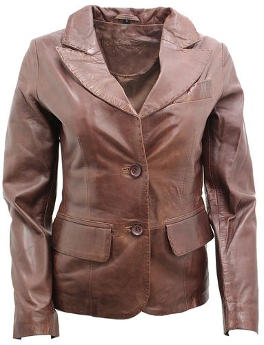 Womens 2 Button Leather Blazer Jacket-Newport - - 12 - Infinity Leather - Modalova